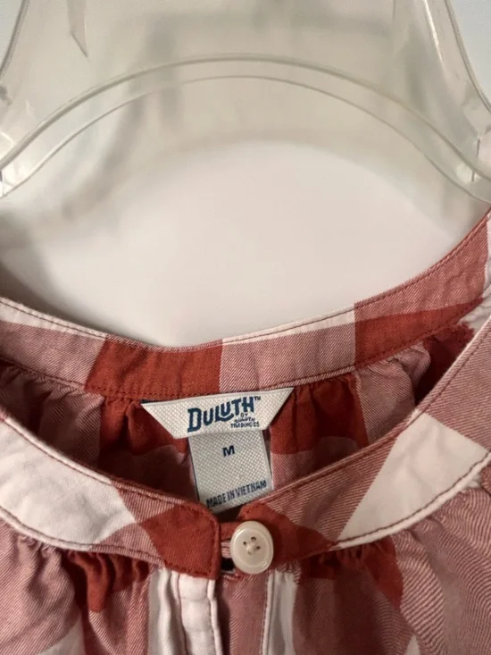Duluth Trading Co. Rust Buffalo Check  Printmaker Organic Cotton Blouse - Picture 3 of 4